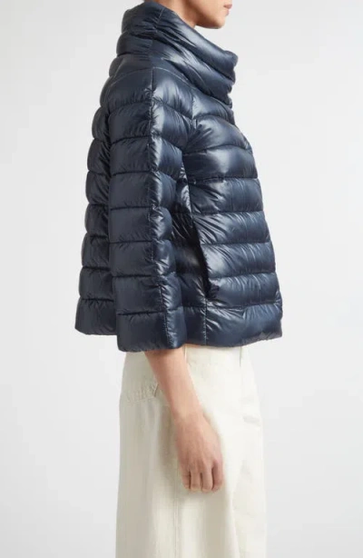 Herno Sofia Iconic Down Crop Puffer Jacket In Blue