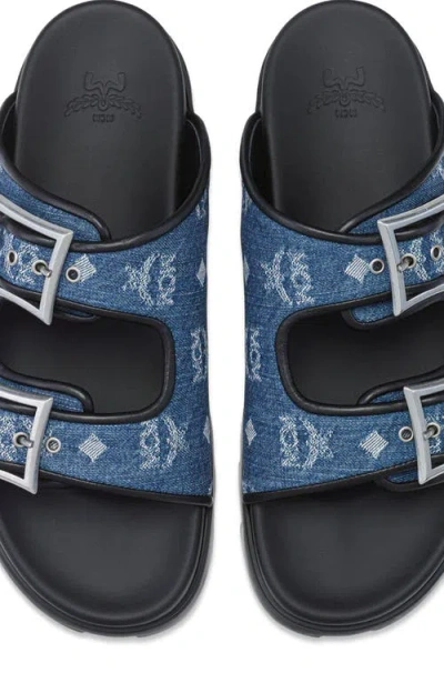 Mcm Monogram Sandals In Blue