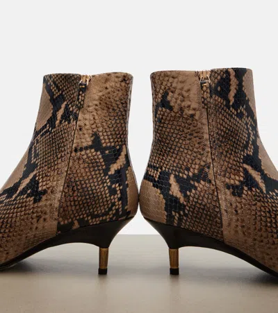 Khaite Taupe Python-embossed Leather Bella Ankle Boots In Sand