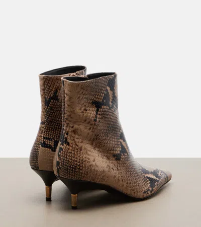 Khaite Taupe Python-embossed Leather Bella Ankle Boots In Sand