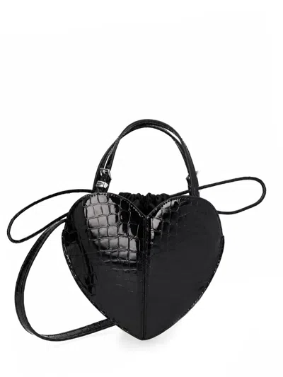 Rotate Birger Christensen Heart Mini Bag Croc Texture Handle Strap In Black