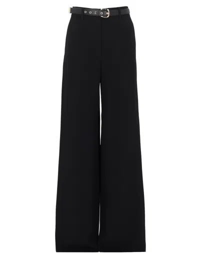 Max Mara Belted Wide-leg High-waisted Trousers In Black