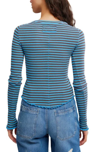 Free People Easy Does It Striped T-shirt In Blue