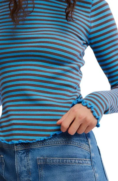 Free People Easy Does It Striped T-shirt In Blue