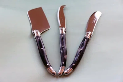 Laguiole 3 Piece Mini Cheese Utensil Set In Black