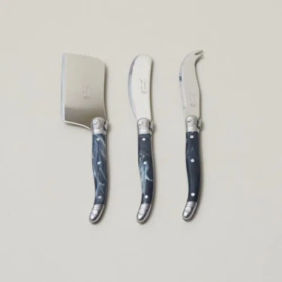 Laguiole 3 Piece Mini Cheese Utensil Set In Black