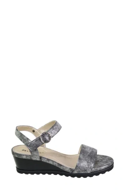 David Tate Knockout Ankle Strap Wedge Sandal In Gray