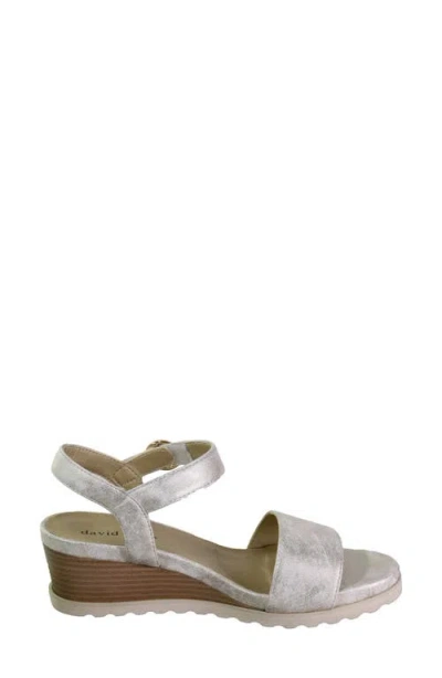 David Tate Knockout Ankle Strap Wedge Sandal In White