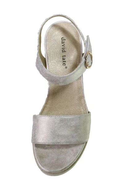 David Tate Knockout Ankle Strap Wedge Sandal In White