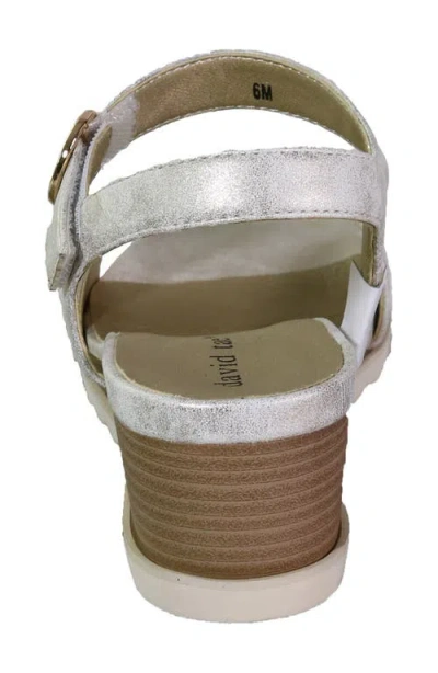 David Tate Knockout Ankle Strap Wedge Sandal In White