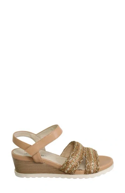 David Tate Kind Ankle Strap Platform Wedge Sandal In Brown