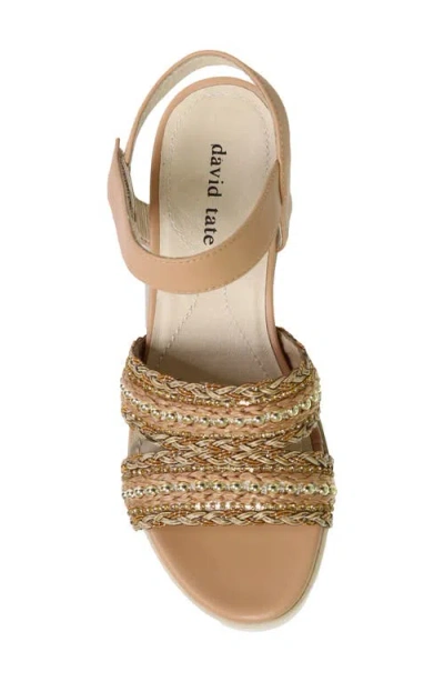 David Tate Kind Ankle Strap Platform Wedge Sandal In Brown