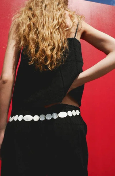 Mango Embroidered Cotton Top In Black