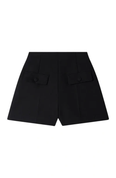 Sandro High-waisted Wool Shorts In Black