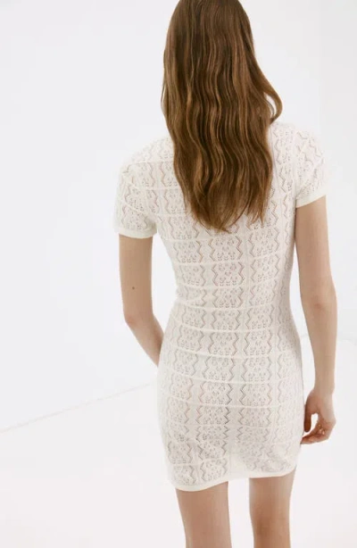 Mango Open Knit Minidress In White
