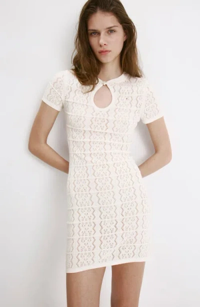 Mango Open Knit Minidress In White