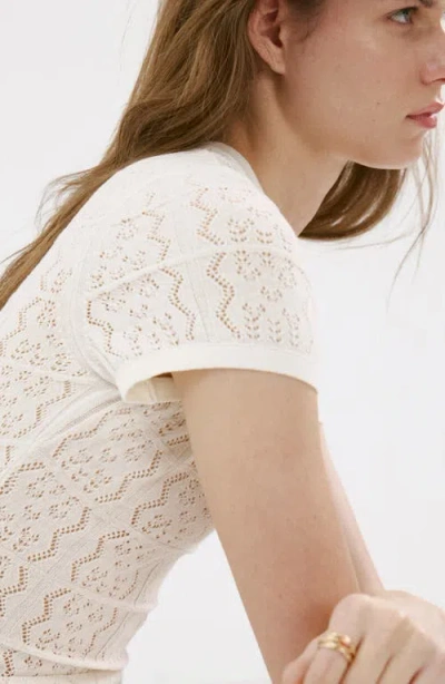 Mango Open Knit Minidress In White