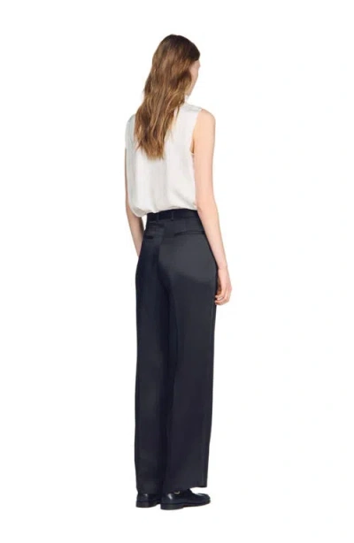 Sandro Mixed-material Satin Trousers In Multi