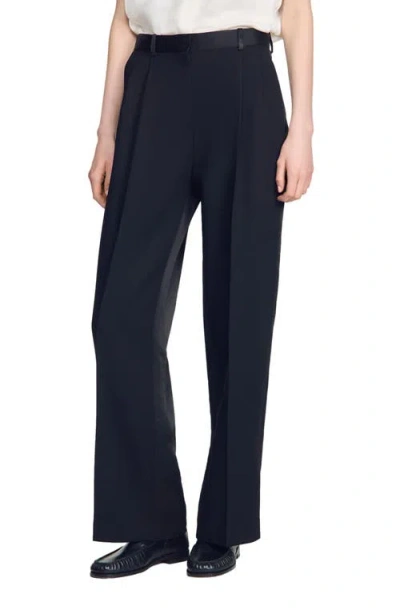 Sandro Mixed-material Satin Trousers In Multi
