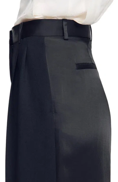 Sandro Mixed-material Satin Trousers In Multi