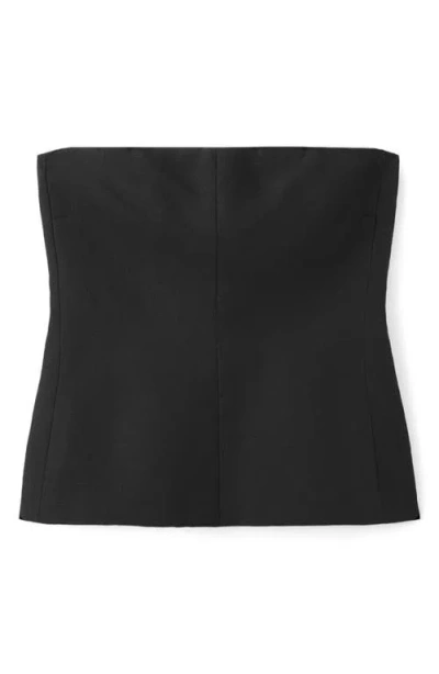 Mango Strapless Linen Top In Black
