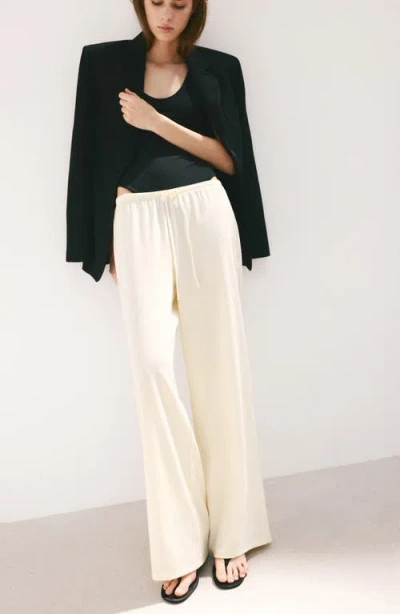 Mango Drawstring Mid Rise Straight Leg Pants In Gold