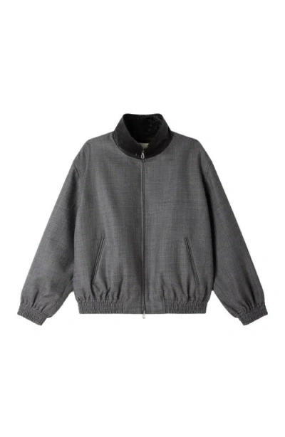 Sandro Oversized Leather-collar Jacket In Gray