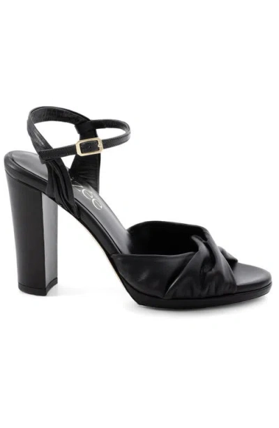 Elizee Elizée Simone Sandal Leather Platform Heel In Black