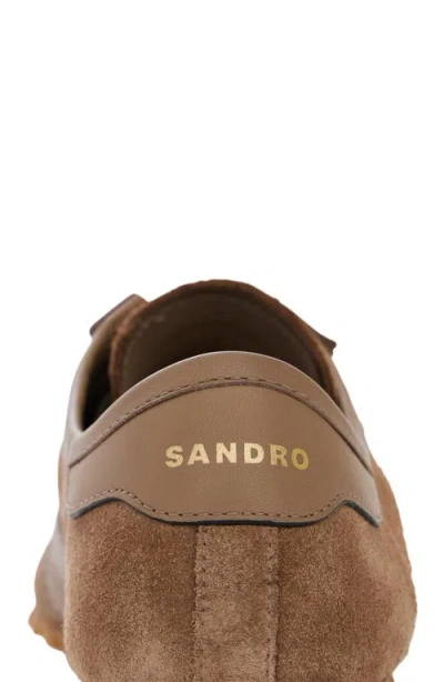 Sandro Leather And Suede Low-top Sneakers In Multi