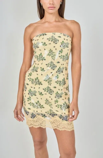 Endless Rose Floral Sequin Strapless Minidress In Multi