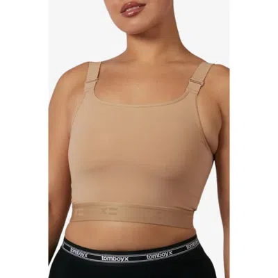 Tomboyx Adjustable Compression Crop Top In Brown