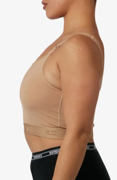Tomboyx Adjustable Compression Crop Top In Brown