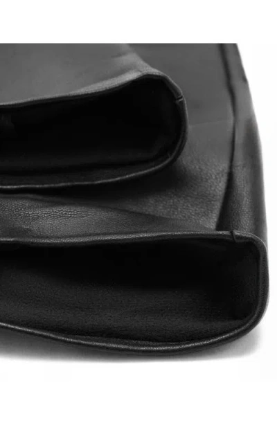 Mango Long Leather Gloves In Black