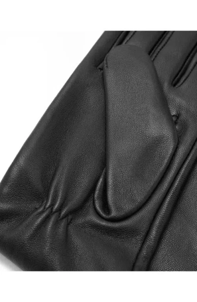 Mango Long Leather Gloves In Black