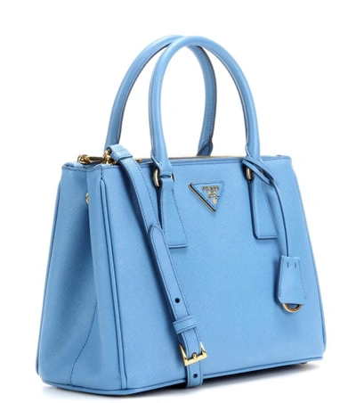 Shop Prada Galleria Saffiano Small Leather Shoulder Bag In Mare