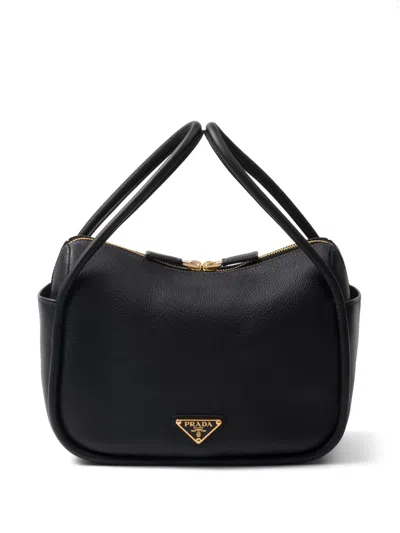 Prada Shoulder Bag Structured Shape Top Handle In Black
