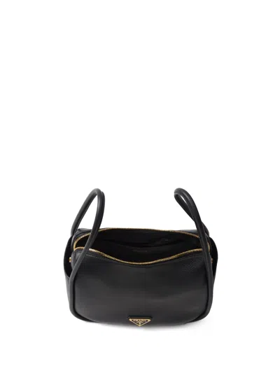 Prada Shoulder Bag Structured Shape Top Handle In Black