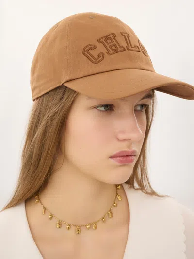 Chloé Logo Baseball Cap In Camel