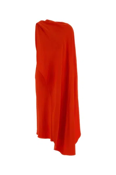 Balenciaga Silk-wool Draped Cape Midi Dress In Red