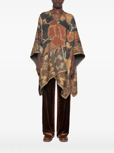 Pierre-louis Mascia Pancake Abstract-pattern Blanket-stitch Cape In Multi
