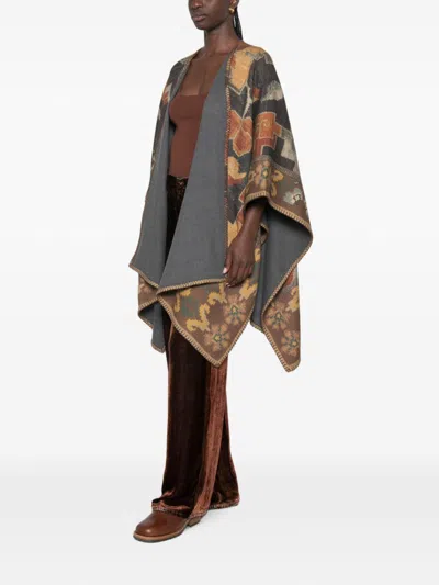 Pierre-louis Mascia Pancake Abstract-pattern Blanket-stitch Cape In Multi
