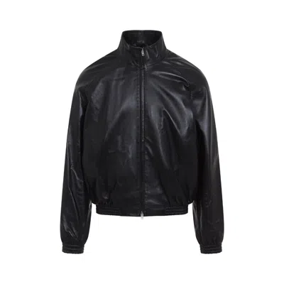 Acne Studios Lethestanether Lamb Leather Bomber Jacket In Black