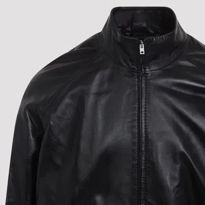 Acne Studios Lethestanether Lamb Leather Bomber Jacket In Black