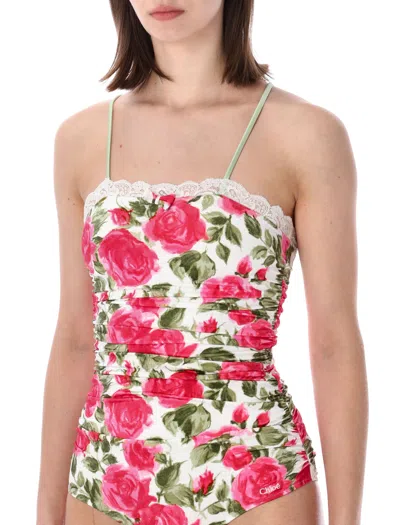 Chloé Printed Stretch Nylon Bodysuit In Multi