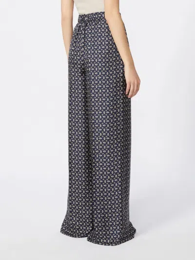 Max Mara Printed Silk Vischio Pant In Blue