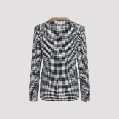 Tom Ford Houndstooth Single Breasted Tailored Jacket In Blue