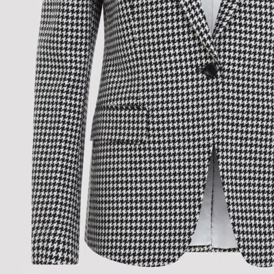 Tom Ford Houndstooth Single Breasted Tailored Jacket In Blue