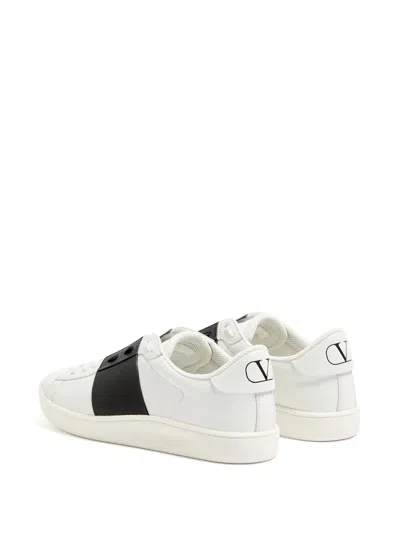 Valentino Garavani Minimalist Leather Sneakers With Contrasting Stripe Detail And Vlogo Signature In White
