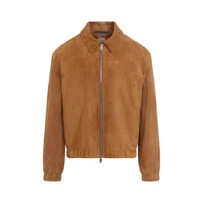 Paul Smith Camel Oversized Leather Jacket In Brown