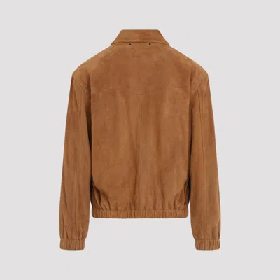 Paul Smith Camel Oversized Leather Jacket In Brown